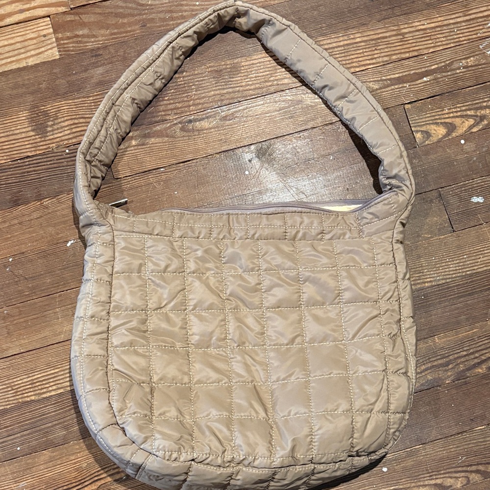 Elegant Quilted Beige Shoulder Bag